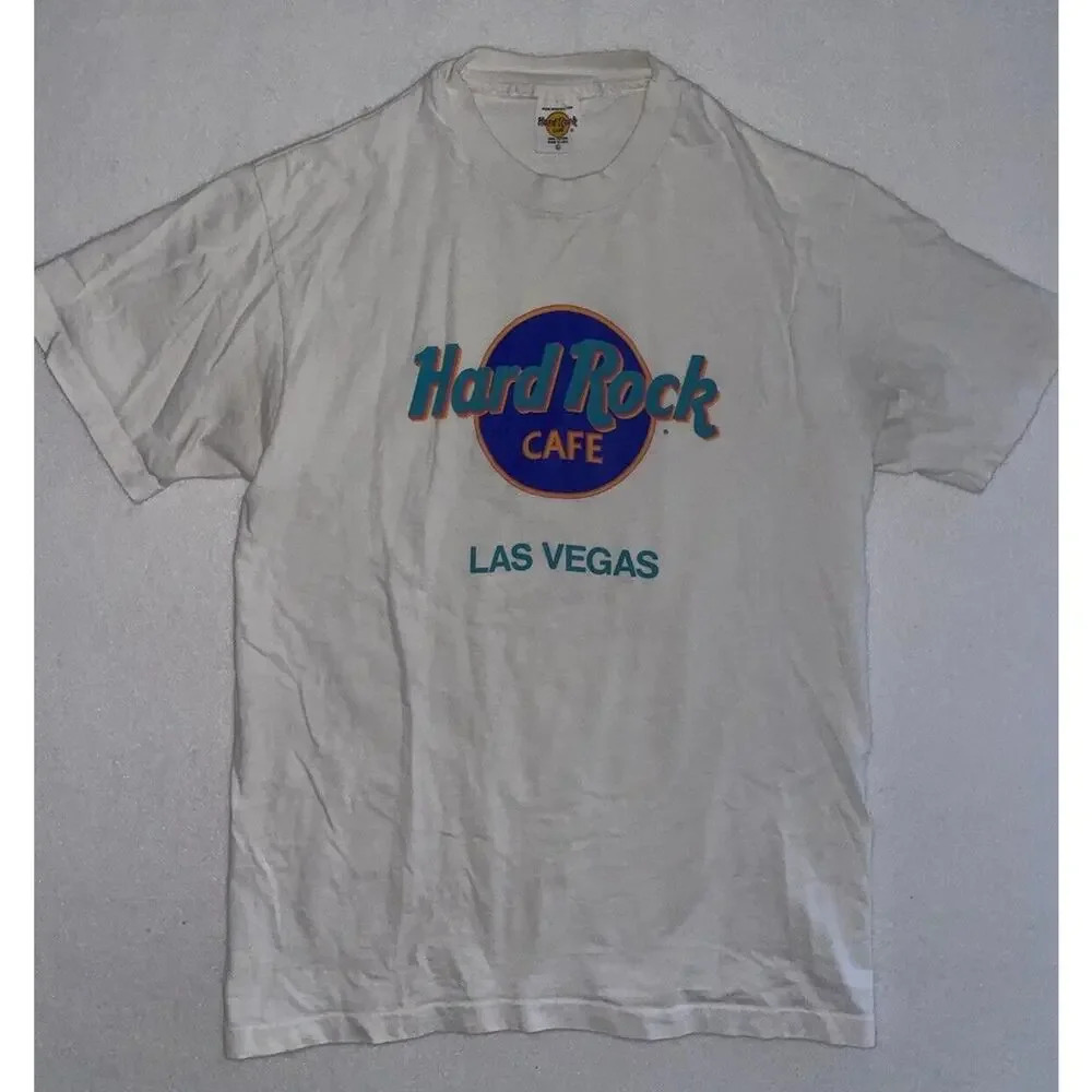 Vintage Single Stitch Hard Rock Cafe‎ Shirt Mens Size Large White 90s Y2K